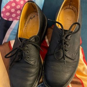 Vintage 90s Made In England Dr Martens Black Leather Lace Up Shoes